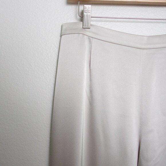 St. John Satin Wide Leg Pants Taupe 10 "Altered" - Picture 3 of 8